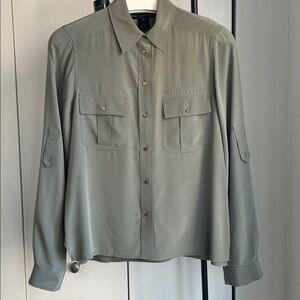Marc by Marc Jacobs 100% Silk Button-Up Blouse in Dusk Green. Size 0.